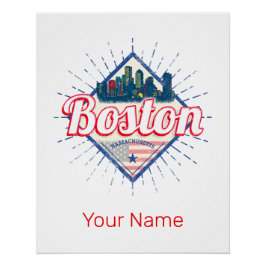 Póster Boston Massachusetts EUA Vintage EUA