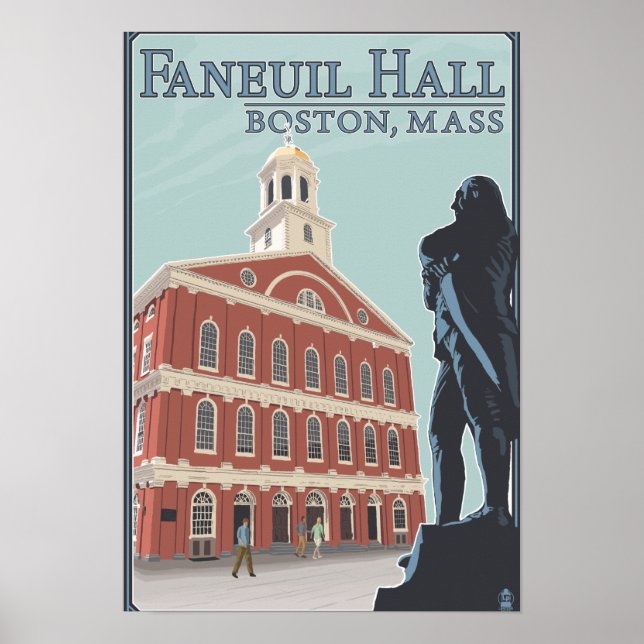 Póster Boston, Massachusetts Faneuil Hall View (Frente)
