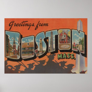 Póster Boston, Massachusetts - Letra Grande Cenas 2