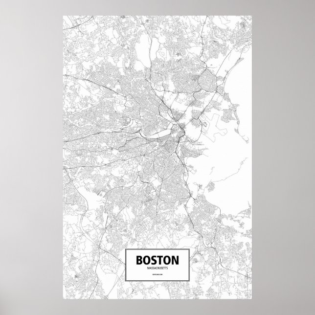 Poster Boston, Massachusetts (preto em branco) (Frente)