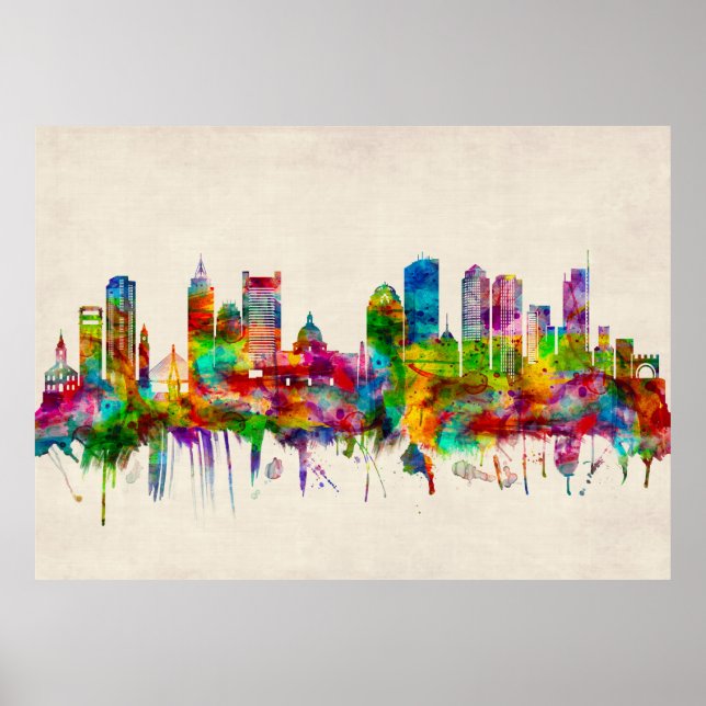 Poster Boston Massachusetts Skyline (Frente)