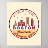 Boston Massachusetts Skyline Emblem