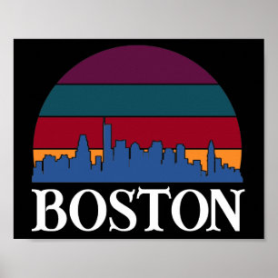 Poster Boston Massachusetts Vintage Cityscape