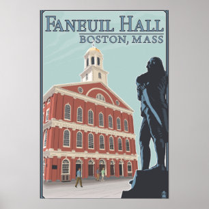 Póster Boston, opinião de MassachusettsFaneuil Salão