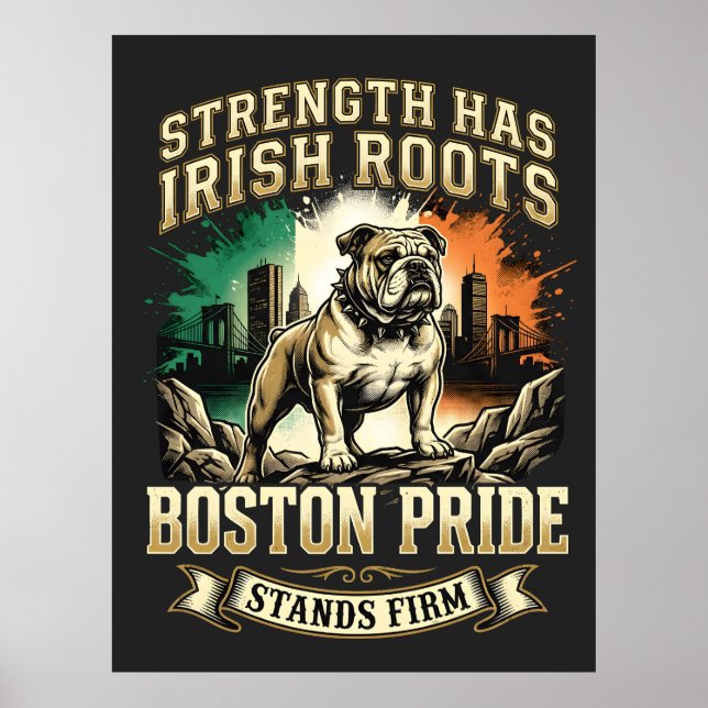 Poster Boston Pride Irish Roots Bulldog (Frente)