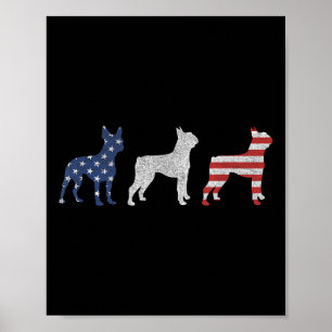 Poster Boston Terrier 4 de Julho Cachorro Patriótico Band