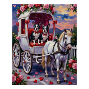 Póster Boston Terrier Cachorro Dia dos Namorados