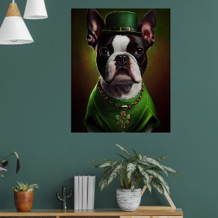 Poster Boston Terrier cão na Rua.