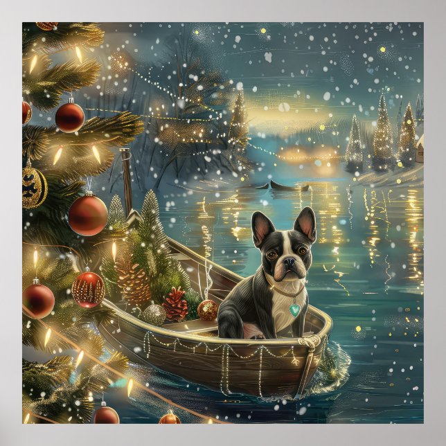 Poster Boston Terrier Christmas Fesage Voyage (Frente)