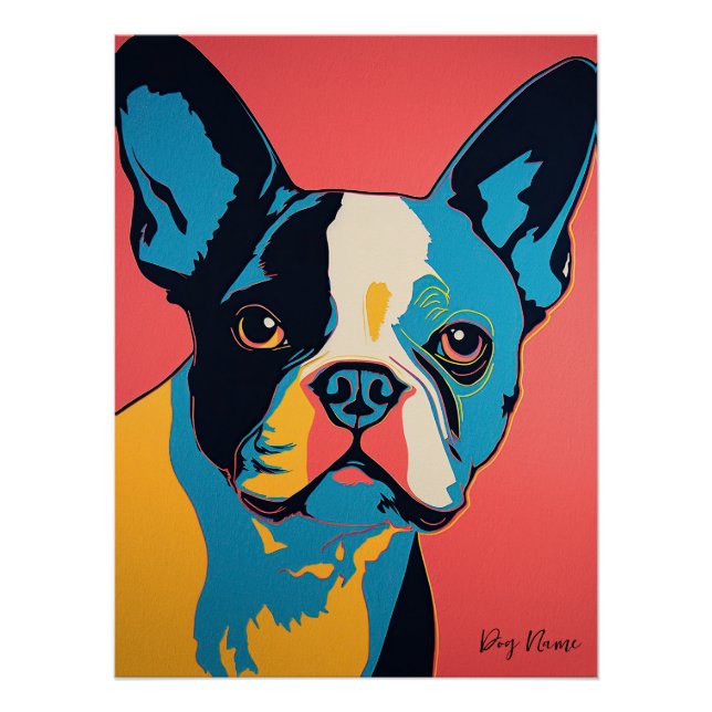 Póster Boston Terrier Dog 001 - Bruno Pokopen (Frente)