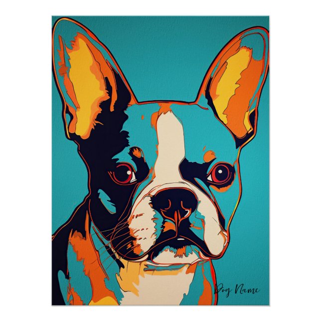 Póster Boston Terrier Dog 003 - Bruno Pokopen (Frente)