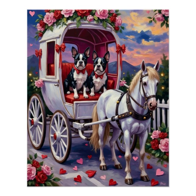 Póster Boston Terrier  Dog Valentine's Day (Frente)