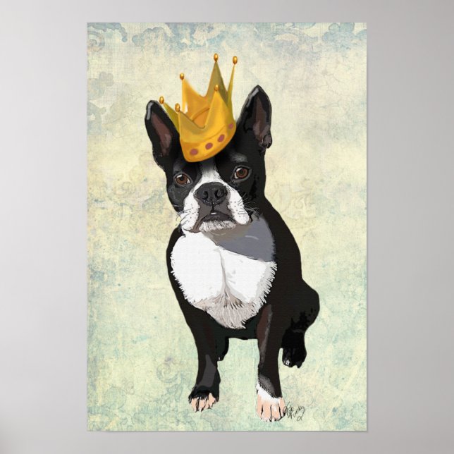 Póster Boston Terrier e Crown (Frente)