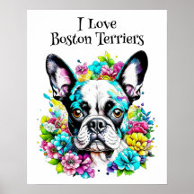 Boston Terrier e Flores