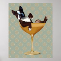 Boston Terrier em Copktail Glass
