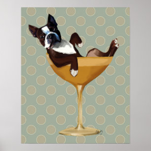 Poster Boston Terrier em Copktail Glass
