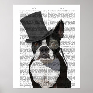 Poster Boston Terrier, Formal Hound e Chapéu