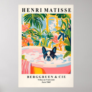 Poster Boston Terrier in Bathtub Art Print Matisse Style