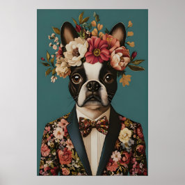 Poster Boston Terrier In Suit Poster, Boston Terrier