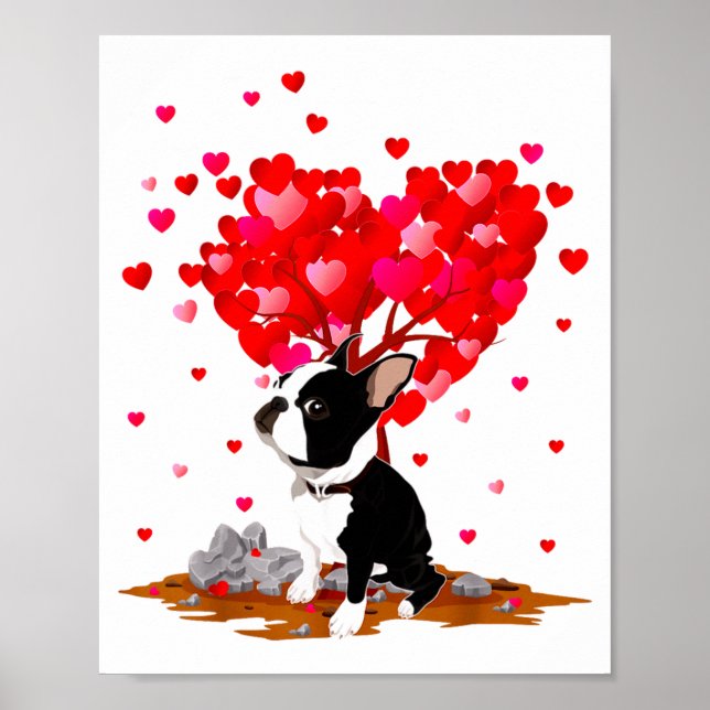Poster Boston Terrier Lover Heart Shape Boston Terrier Va (Frente)