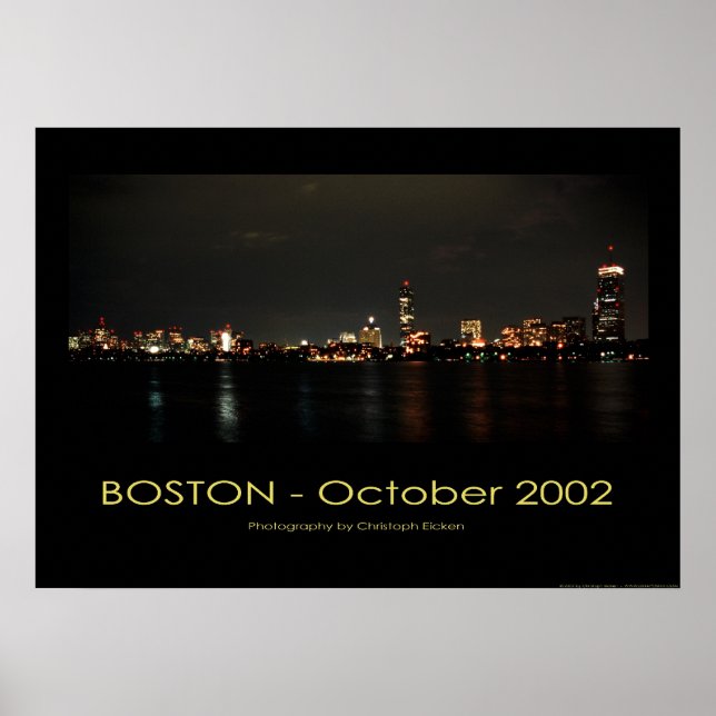 Poster Boston - Vista do Panorama à noite (Frente)