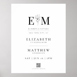 Poster Bot Elegante Modern Foliage Código QR Bem-vindo