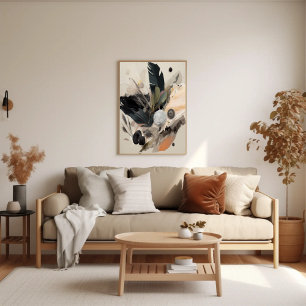 Poster Botânica Boho Abstrato Art