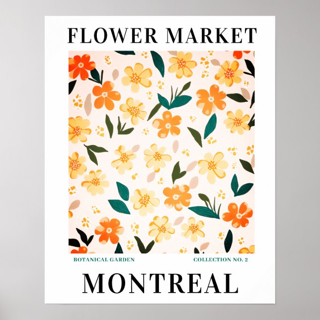 Poster Botânica das flores do mercado de flores modernas  (Frente)