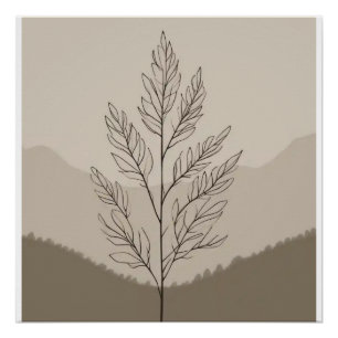 Póster Botânica de linha neutra