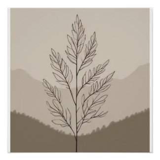 Póster Botânica de linha neutra