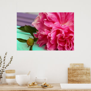 Poster Botânica Simples e Elegante da Flor de Pênia Rosa