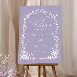 Poster  Botanical Arch Garden Lavender Wedding Welcome