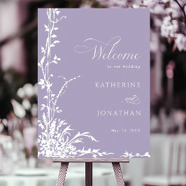 Poster Botanical Arch Garden Lavender Wedding Welcome 