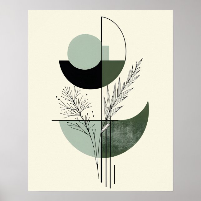 Poster Botanical Green Abstract Geometric (Frente)