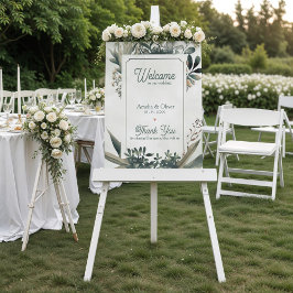 Poster Botanical Sage Green Greenery Wedding Welcome