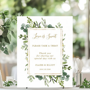 Poster Botânico Dourado Love é doce Bar de deserto