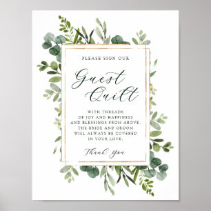 Poster Botânico Greenery Wedding Sinal Quilt
