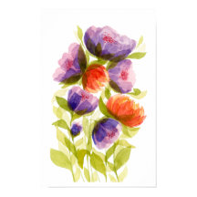 Botânicos de Aquarela Coral Roxo