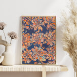 Poster Botânicos do outono em Neutros Terrestres e Marinh<br><div class="desc">Um design botânico ousado de rosetas florais em uma rica paleta de cor de outono de blues e bege.</div>