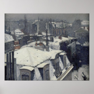 Poster Botão-De-Caille - Telhados Na Neve (Efeito Da Neve