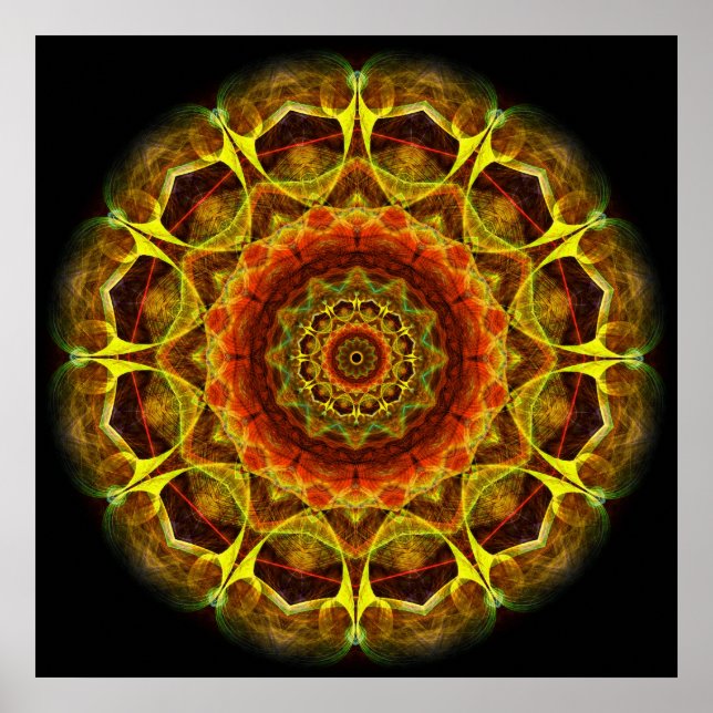 Poster Botão Dourado Mandala (Frente)