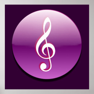 Póster Botão violeta do Clef de triplo
