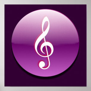Póster Botão violeta do Clef de triplo