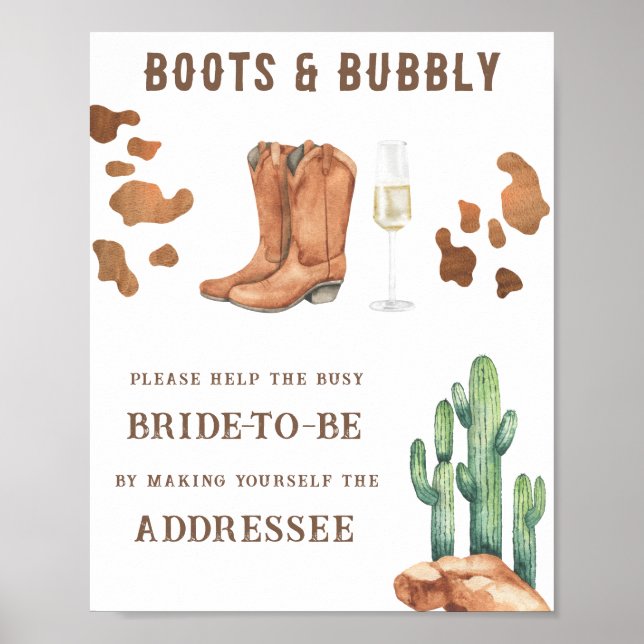 Poster Botas & Bubbly Ajudam a noiva ocupada (Frente)
