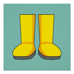Póster Botas de Borracha Amarela para Chuva