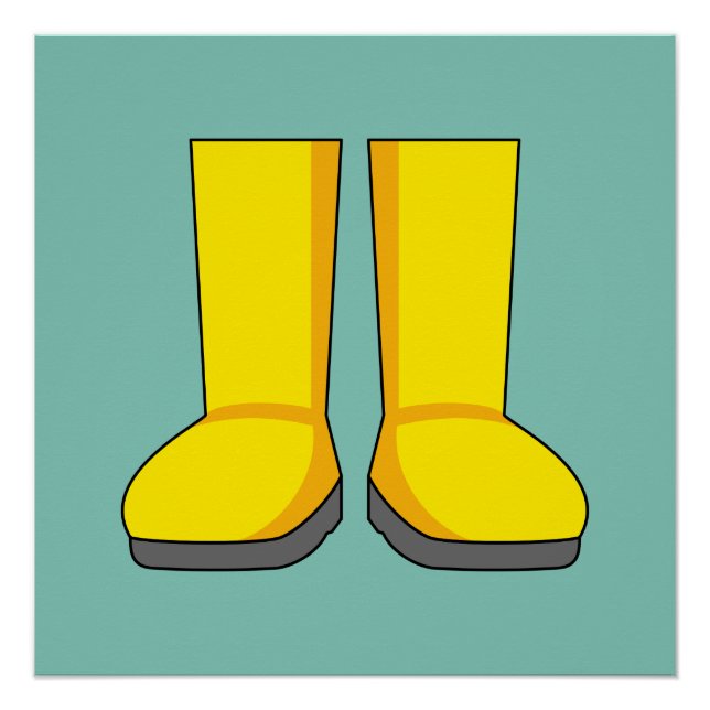 Póster Botas de Borracha Amarela para Chuva (Frente)