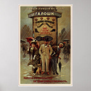 Póster Botas de borracha das melhores galocha. 1900