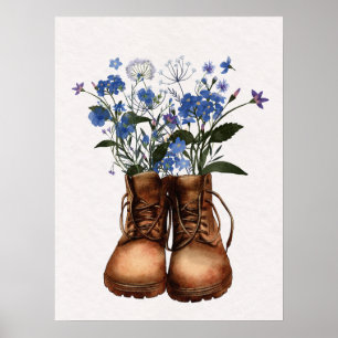 Poster Botas de caminhada Blue Wildflower Outdoor