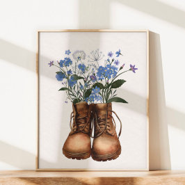 Poster Botas de caminhada Blue Wildflower Outdoor 