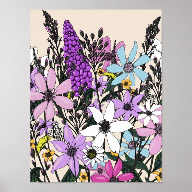Poster Botas de Cowboy Com Flores Silvestres (Frente)